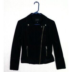 Women's Liverpool Bradford Moto Denim Jean Jacket Black Stretch Size S Small